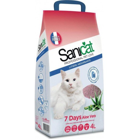 Sanicat Litière Absorbantes Minérale Pour Chats Aloé Vera 4L (lot de 4)