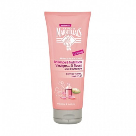 Le Petit Marseillais Après Shampooing Brillance & Nutrition Vinaigre aux 3 Fleurs & Lait d’Amande 200ml (lot de 4)