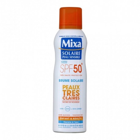 Mixa Solaire Peau Sensible Brume Solaure Peaux très Claires SPF 50+ Hypoallergénique 200ml (lot de 2)