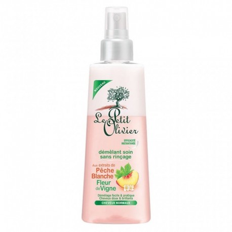 Le Petit Olivier Démêlant Soin Sans Rinçage aux Extraits de Pêche Blanche Fleur de Vigne Cheveux Normaux 150ml (lot de 3)