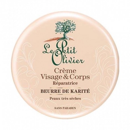 Le Petit Olivier Crème Visage & Corps Réparatrice Beurre de Karité Peaux Très Sèches 125ml (lot de 3)
