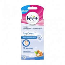Veet Visage Bandes de Cire Précision Easy-Gelwax Technology par 40 Bandes Maxi Format (lot de 2)