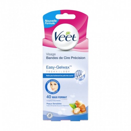 Veet Visage Bandes de Cire Précision Easy-Gelwax Technology par 40 Bandes Maxi Format (lot de 2)