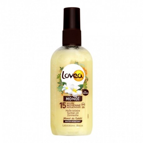 Lovea Huile Solaire SPF 15 Monoï de Tahiti Water Resistant 125ml (lot de 2)