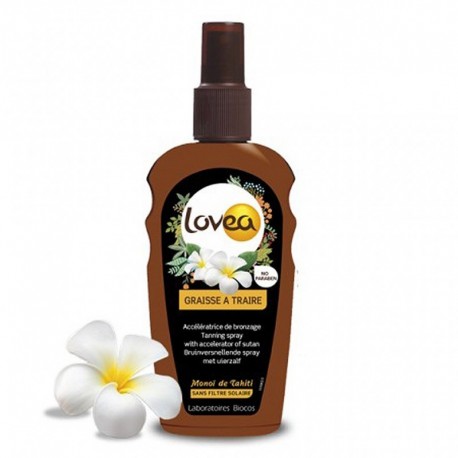 Lovea Graisse à Traire Accélératrice de Bronzage Monoï de Tahiti Sans Filtre Solaire 200ml (lot de 2)