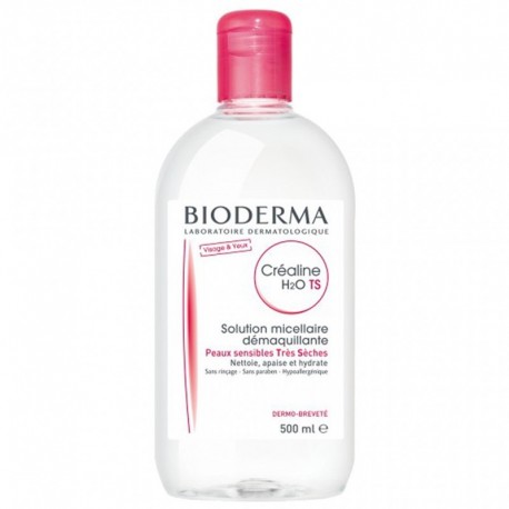 BIODERMA Créaline H2O TS Solution Micellaire Démaquillante Peaux Sensibles Très Sèches 500ml (lot de 2)