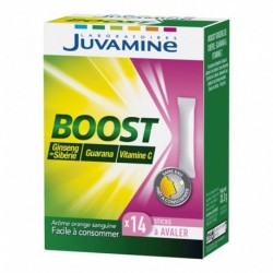 Juvamine Boost Ginseng de Sibérie Guarana Vitamine C Arôme Orange Sanguine (lot de 2)