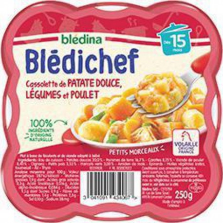 BLEDICHEF BLÉDINA Blédichef - Cassolette de patate douce, légumes et poulet, dès 15 mois 250g