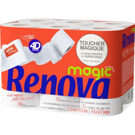 Renova Papier toilette Magic 4D x12 (lot de 2 soit 24 rouleaux)