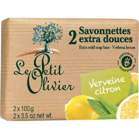 Le Petit Olivier Savonnettes Extra Douces (par 2x100g) Parfum Verveine Citron (lot de 6 soit 12 savonnettes)