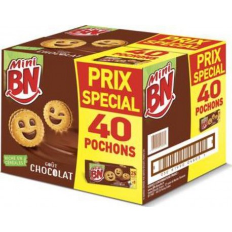 Mini BN Biscuits goût chocolat 8x175g x40 pochons 1,4Kg