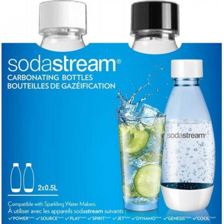 Sodastream Bouteilles de Gazéification Plastique Blanche et Noire 2x0,5L