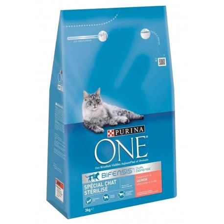 Purina One Croquettes Chat Stérilisé Saumon 3Kg