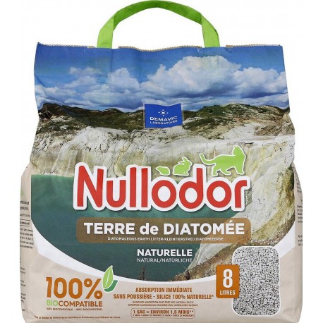 NULLODOR Litière naturelle terre de diatomée 8L