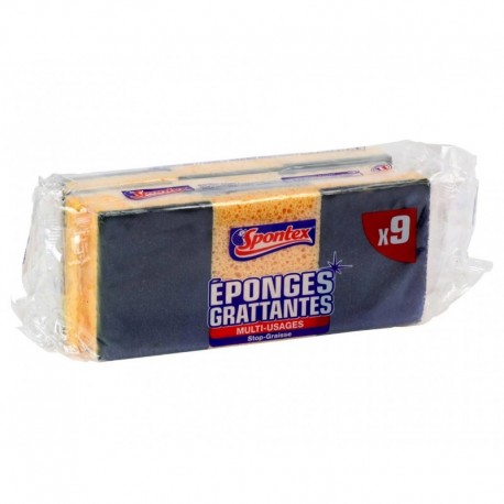 Spontex Eponges Grattantes Multi-Usages Stop-Graisse Par 9