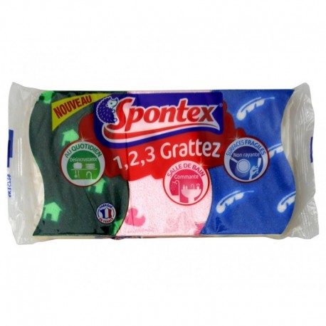 Spontex Eponges 1,2,3 Grattez Par 3