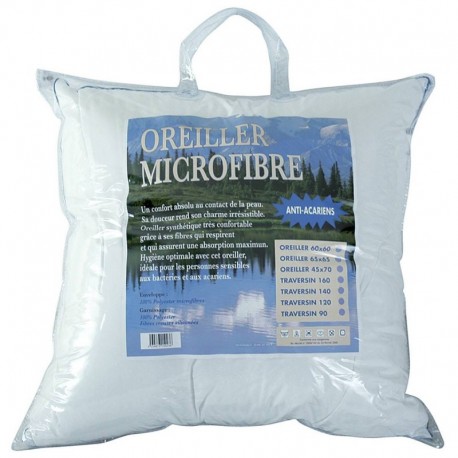 Le Linge De Jules Oreiller 60x60 - Anti-acariens Fabrication Française Fibres creuses siliconnées (lot de 2)
