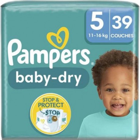 PAMPERS Couches Bébé Baby-Dry Taille 5 11Kg-16Kg x39