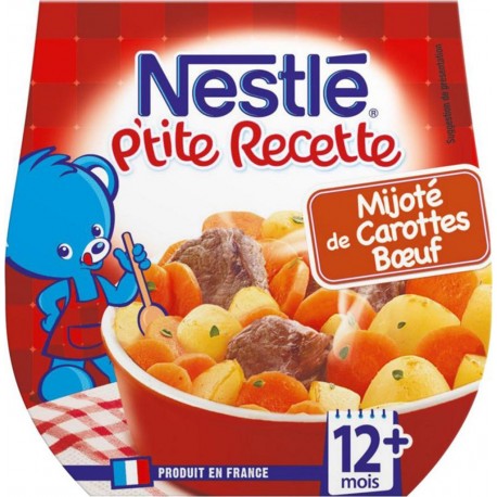 Nestlé P’tite Recette Mijoté de Carottes Boeuf (+12 mois) par 2 pots de 200g (lot de 6 soit 12 pots)