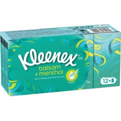 Kleenex Balsam + Menthol par 12 Étuis de Mouchoirs (lot de 6)