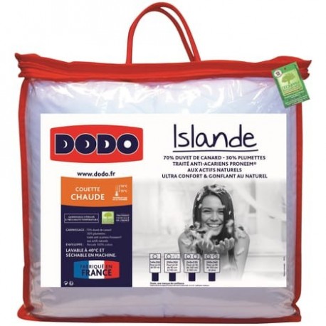 DODO Couette chaude percale 70% duvet 30% plumettes 200x200cm