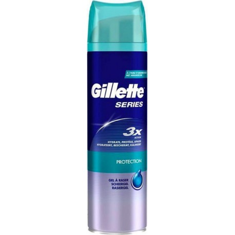 Gillette Séries 3x Action Protection Gel à Raser à l’Huile d’Amande Douce 200ml (lot de 3)
