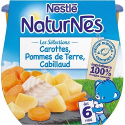 Nestlé Naturnes Les Sélections Carottes Pommes de Terre Cabillaud (dès 6 mois) par 2 pots de 200g (lot de 6 soit 12 pots)