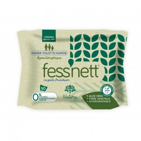 Fess’nett Papier Toilette Humide Hypoallergénique 50 Lingettes Natura Aloe Vera (lot de 6)
