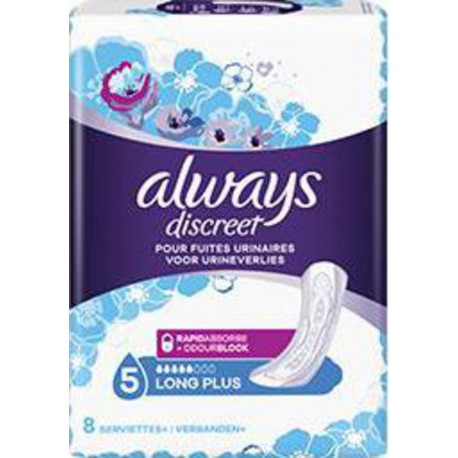 Always Serviettes incontinence Discreet long plus x8 paquet 8 serviettes