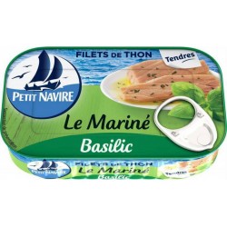 Petit Navire Filets de Thon Marinés à L’Huile d’Olive et au Basilic 115g (lot de 5)