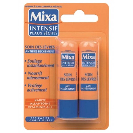 Mixa Soin Lèvres Antidessèchement Efficacité Longue Durée Duo (lot de 3 soit 6 sticks)