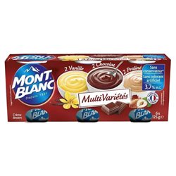 Mont Blanc Crème Dessert Chocolat Vanille Praliné (lot de 6)