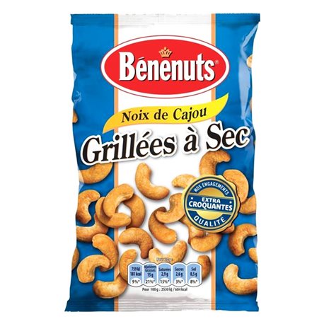 Bénénuts Noix de Cajou Grillées à Sec 90g (lot de 10 x 3 paquets)