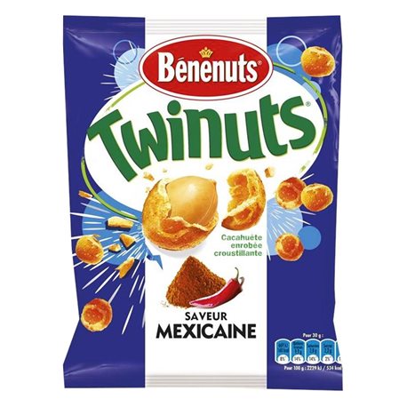 Bénénuts Twinuts Saveur Méxicaine 150g (lot de 10 x 3 paquets)