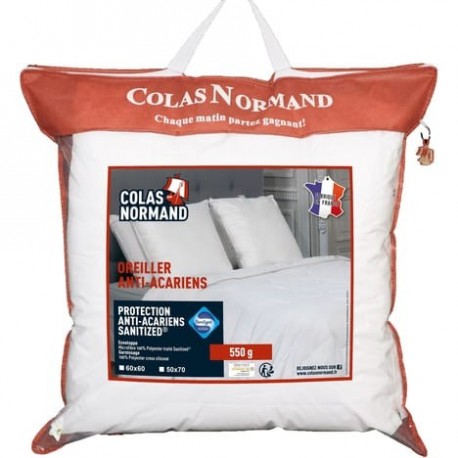 Colas Normand Oreiller moelleux en microfibre anti-acariens Sanitized 60x60cm (lot de 2)
