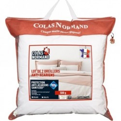 Colas Normand Lot de 2 oreillers moelleux en polycoton anti-acariens SANITIZED LEGERE 60x60cm