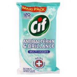 Cif Maxi Pack Antibactérien et Brillance Multi-Usages 120 Lingettes (lot de 6)