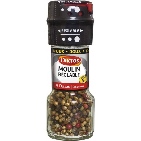 Ducros Moulin Réglable 5 Baies Doux (lot de 3)