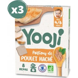 Yooji Portions De Poulet Haché Bio Pour 24 Repas Bébé Dès 4-6 Mois x3 240g