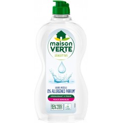 MAISON VERTE Liquide Vaisselle Hypoallergénique Dégraissant à Froid pour Peaux Sensibles 0% Allergènes Parfum 500ml