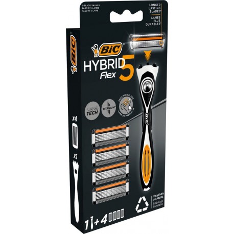 BIC Rasoir Hybrid Flex 5 + 4 recharges