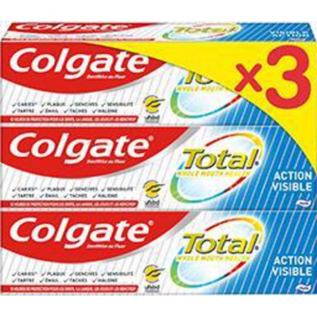 Colgate Dentifrice Total Action Visible 3x75ml 225ml