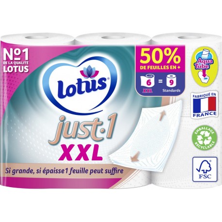 Lotus just-1 XXL Blanc x6 rouleaux (lot de 3)