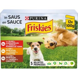 Friskies Pâtée en sauce poulet-bœuf-agneau pour chiens adultes 12x100g 1.2Kg