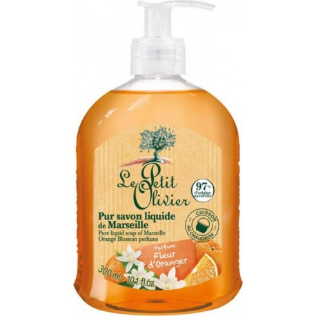 Le Petit Olivier Pur Savon Liquide de Marseille Parfum Fleur d’Oranger Cuisson au Chaudron 300ml (lot de 6)
