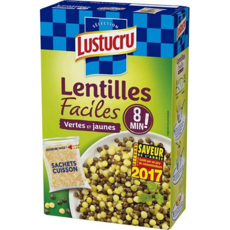 LUSTUCRU LENTILLES VERTES JAUNES 2x150g 300g