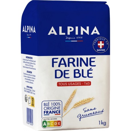 ALPINA SAVOIE Farine De Blé Anti-grumeaux T45 1Kg