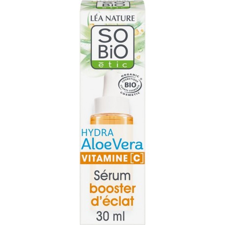 SO BIO ETIC Soin Visage Hydra à l'Aloe Vera Vitamine C Booster d'Eclat Hydratant 24H 30ml