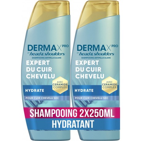 HEAD & SHOULDERS Shampooing Antipelliculaire Derma X pro Hydrate à l'huile de Noix de Coco lot de 2 flacons de 250ml