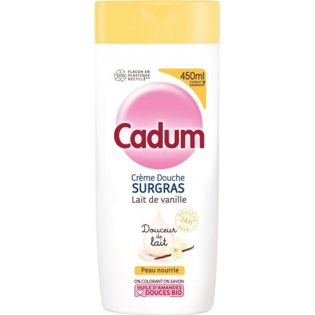 CADUM Crème douche Surgras Douceur Lait Vanille Huile d'Amande Douce Bio 450ml